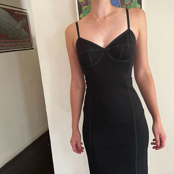 T by Alexander Wang Black Bodycon Corset Mini Dress 90s Style 2/XS EUC - Picture 9 of 9